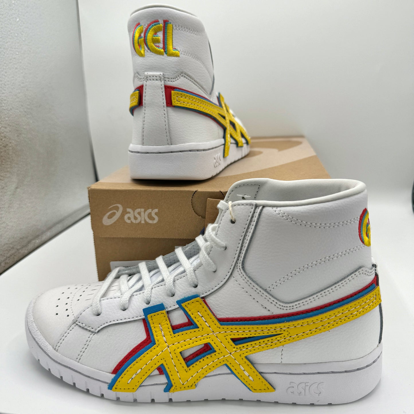 Asics Atmos ‘ 3 Strand ‘ Gel PTG MT White Yellow Blue Mid Sneaker Leather