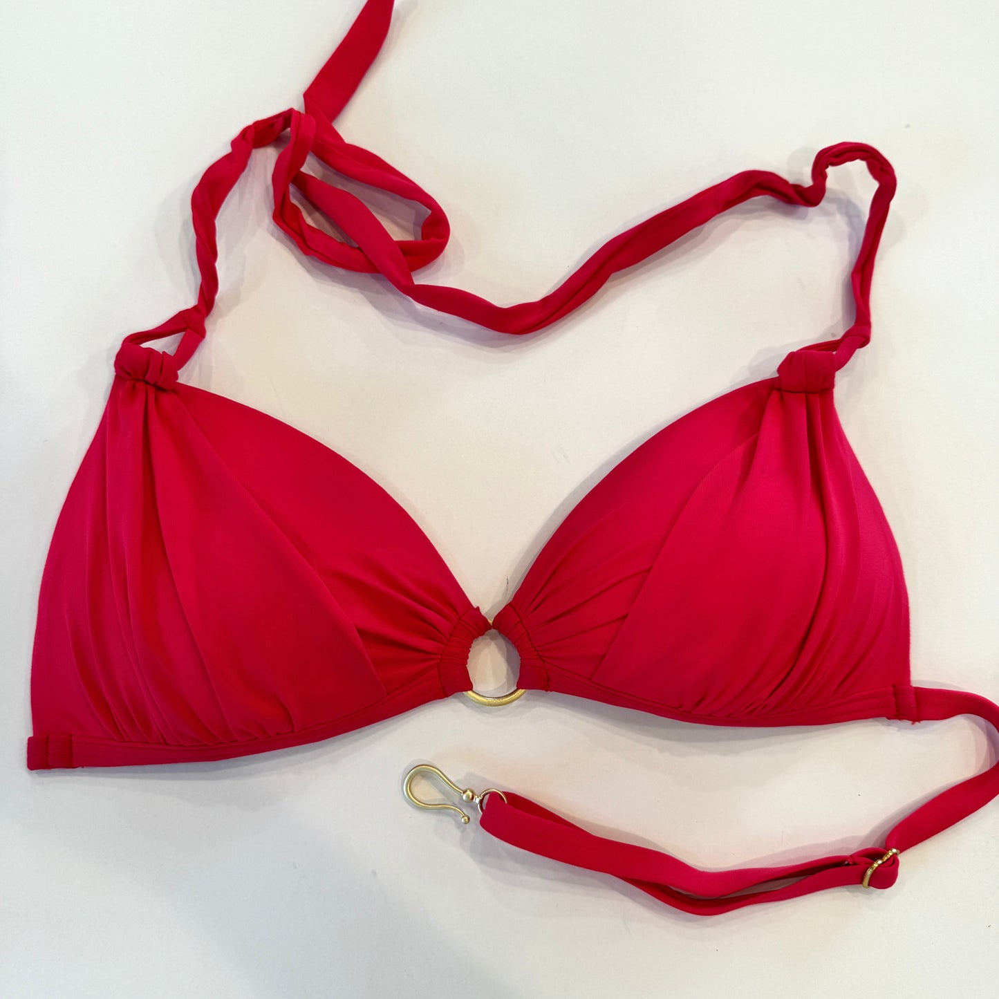 B.Swim Push-up Swim Bikini Top bathing suit halter red swimsuit adjustable USED