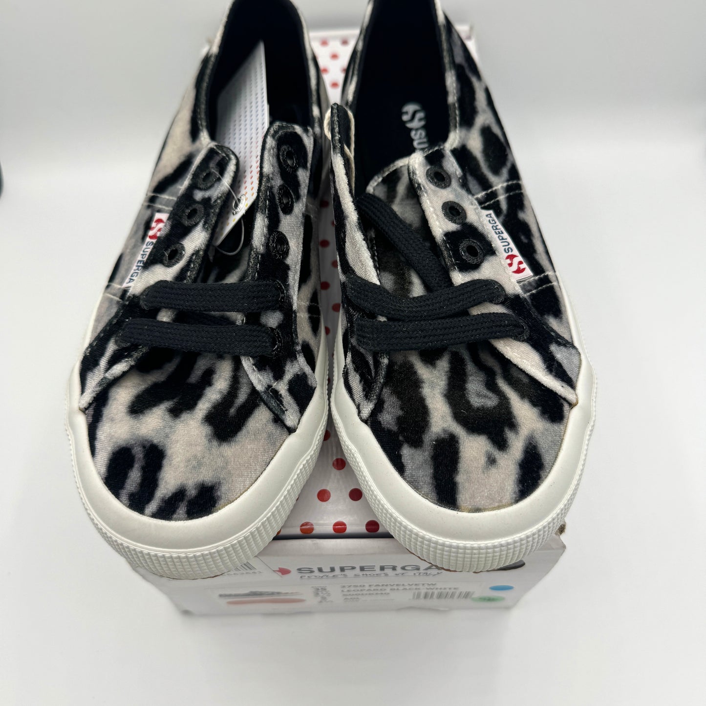 Superga Classic Low Velvet Leopard Cheetah Black White Sneakers Shoes Unisex