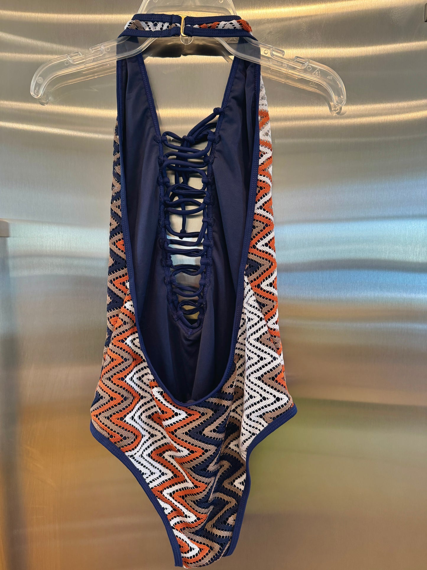 Nasty Gal Chevron Knit One Piece Swimsuit , Plunge Neckline