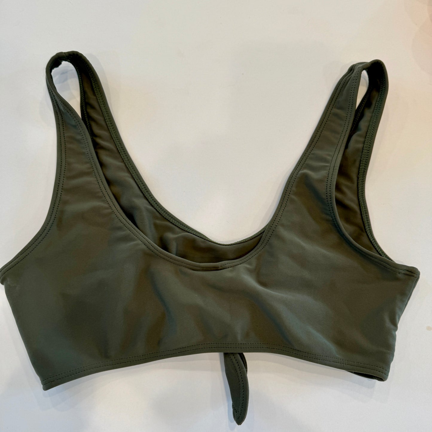 Lolli X Free People Collab Swim Top Olive Army Green Tie Front Bikini Like New Pre-Owned