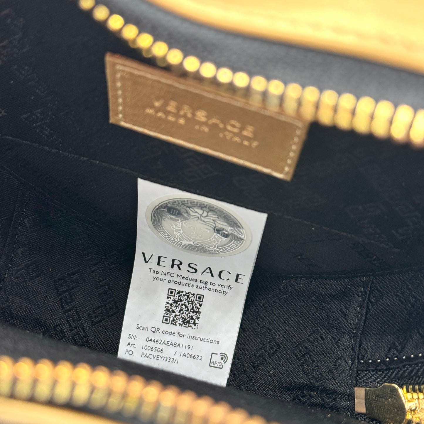 Versace Heart Medusa Plaque Crossbody Bag Gold Leather Kids