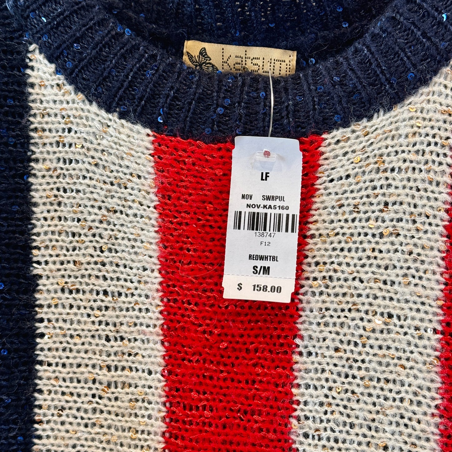 LF American Flag USA Patriotic Knit Sweater with Sequins