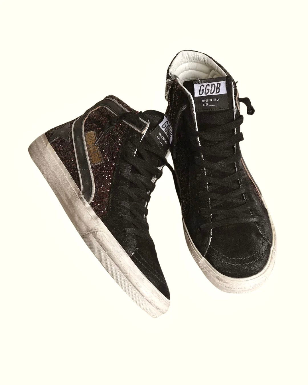 Golden Goose Sneakers Slide in Coffee / Black  Classic Star / Glitter Wave