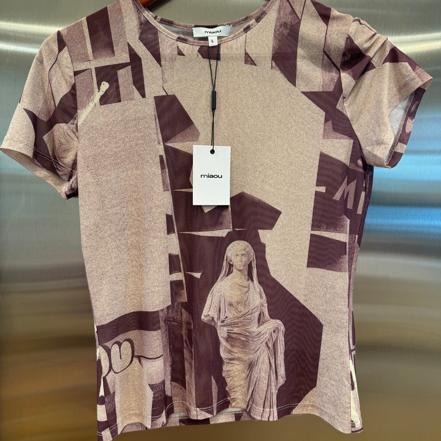 Miaou Printed Mini Tee in Stone Mauve