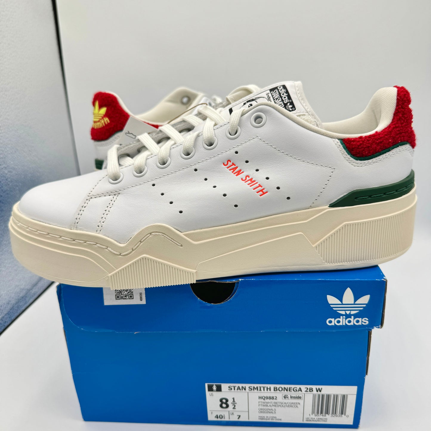 Adidas Stan Smith Bonega Platform Women’s Sneaker 2B sherpa heel white red