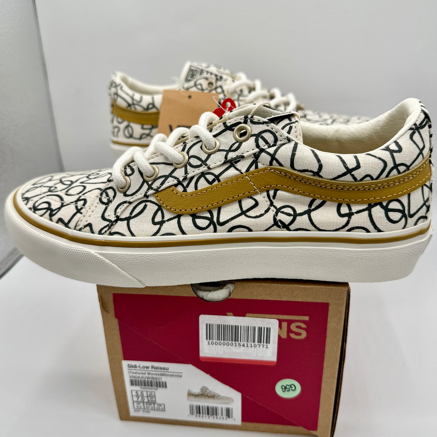 Vans Sk8 Low Reissue Sneakers Textured Waves / Marshmallow Shoes Skate