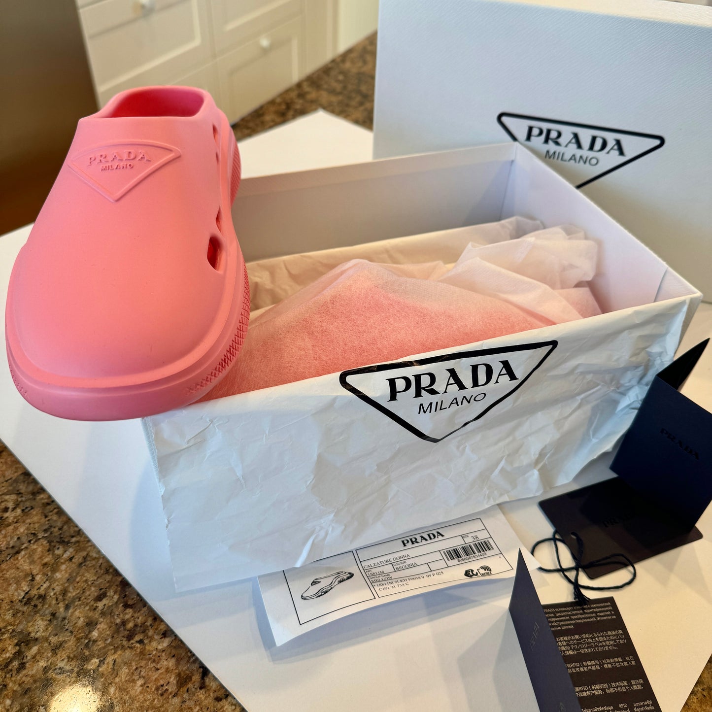 Prada Mellow Cut Out Slides Mules Womens Logo in Pink Begonia