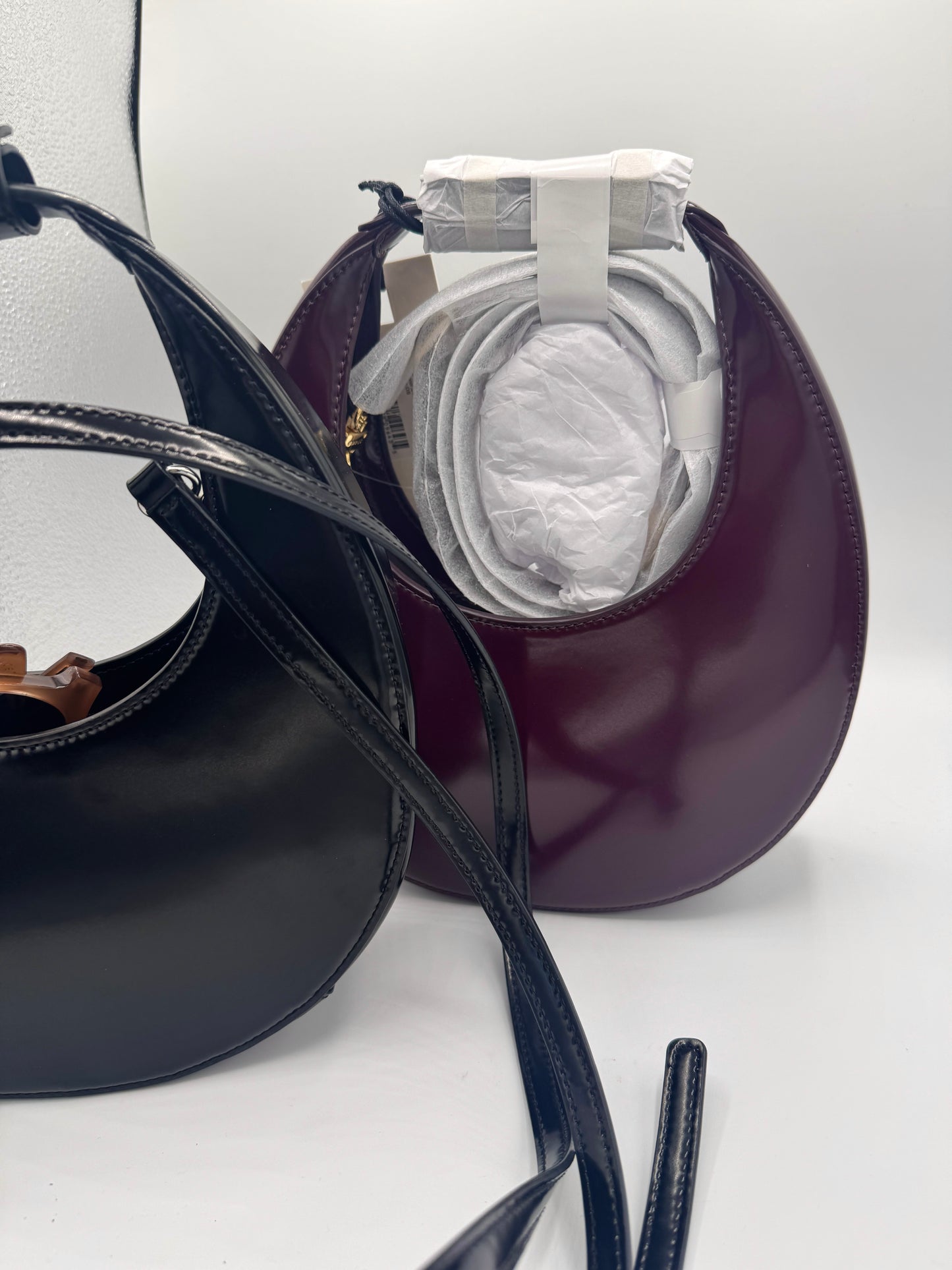 Staud Mini Moon Purse in Syrah Burgundy Leather, Crossbody Bag