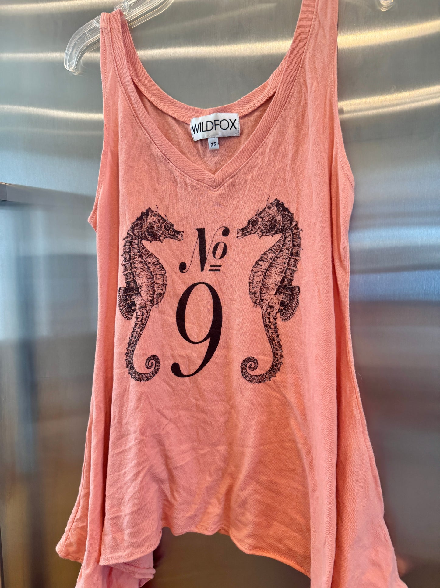 Wildfox Seahorse Tank Top V Neck in Coral Orange * Pre-Owned *