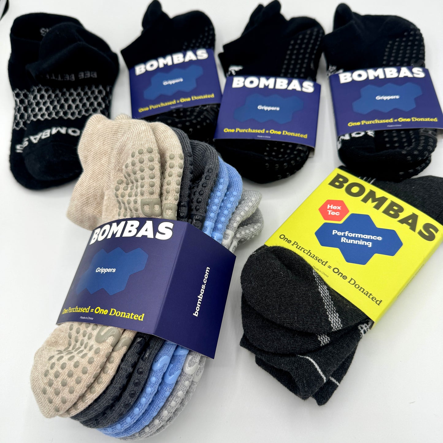 Bombas Bundle: 9 Pairs Grip Socks BUNDLE Grippers Athletic Pilates Multicolor