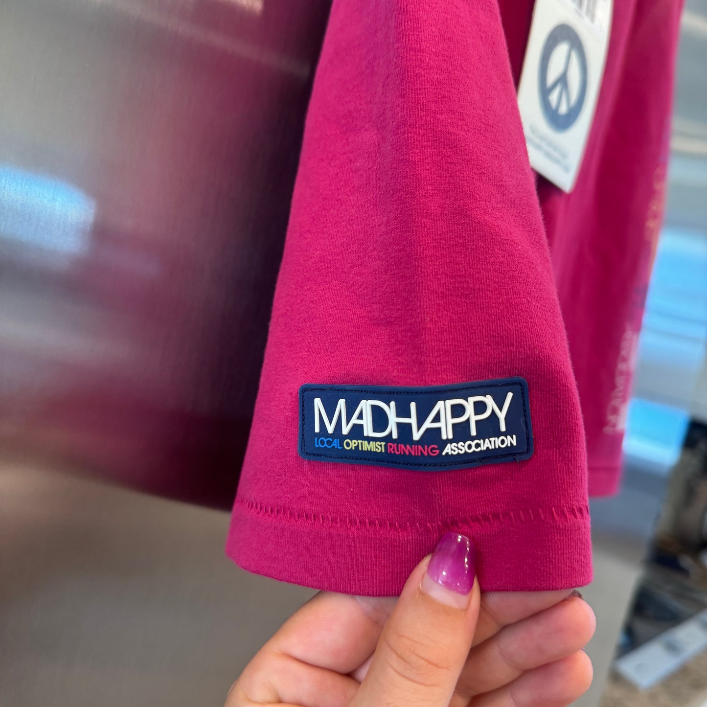 MadHappy Local Optimist Run Club Biker Shorts in Magenta Peony