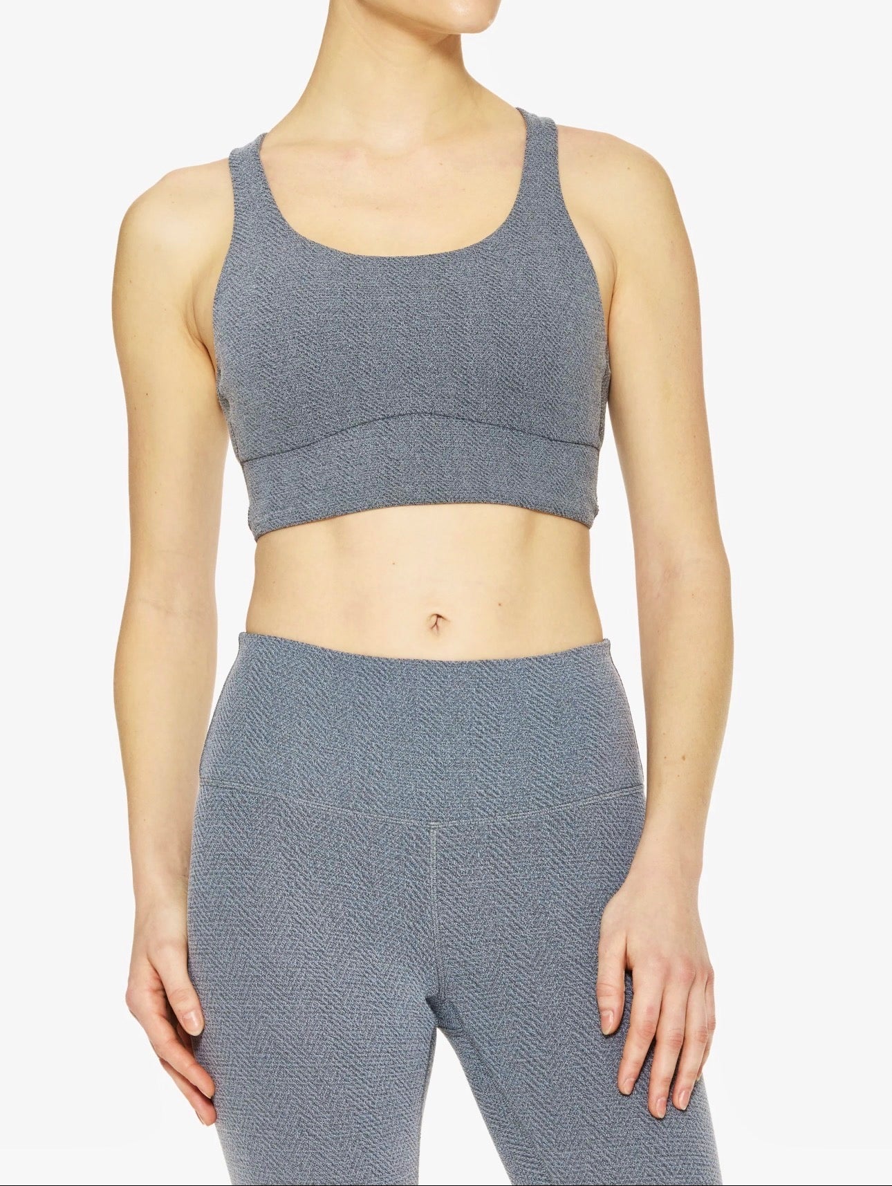 Lululemon Energy Long Line Evolve Bra Top in Herringbone Grey Intertwine Texture Black / White Woven