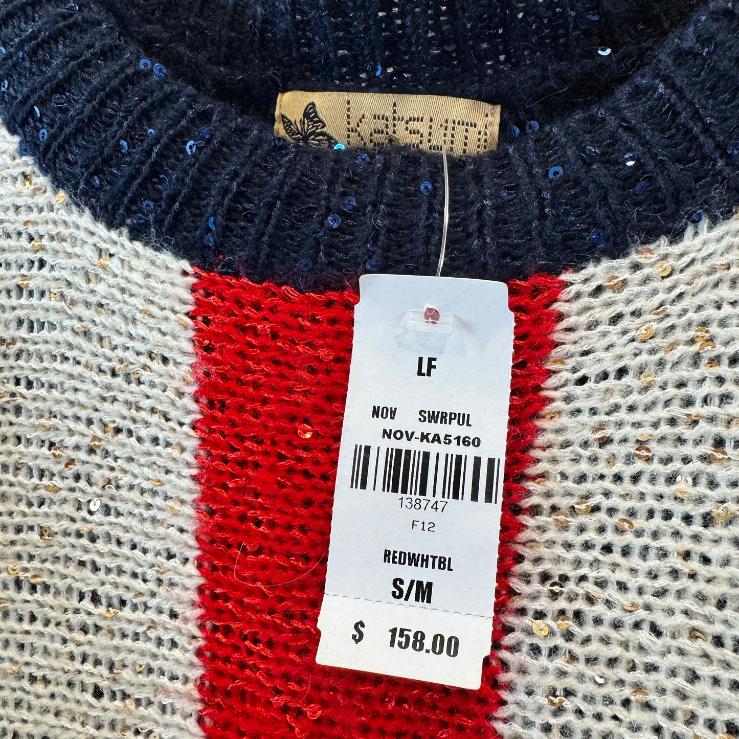 LF American Flag USA Patriotic Knit Sweater with Sequins