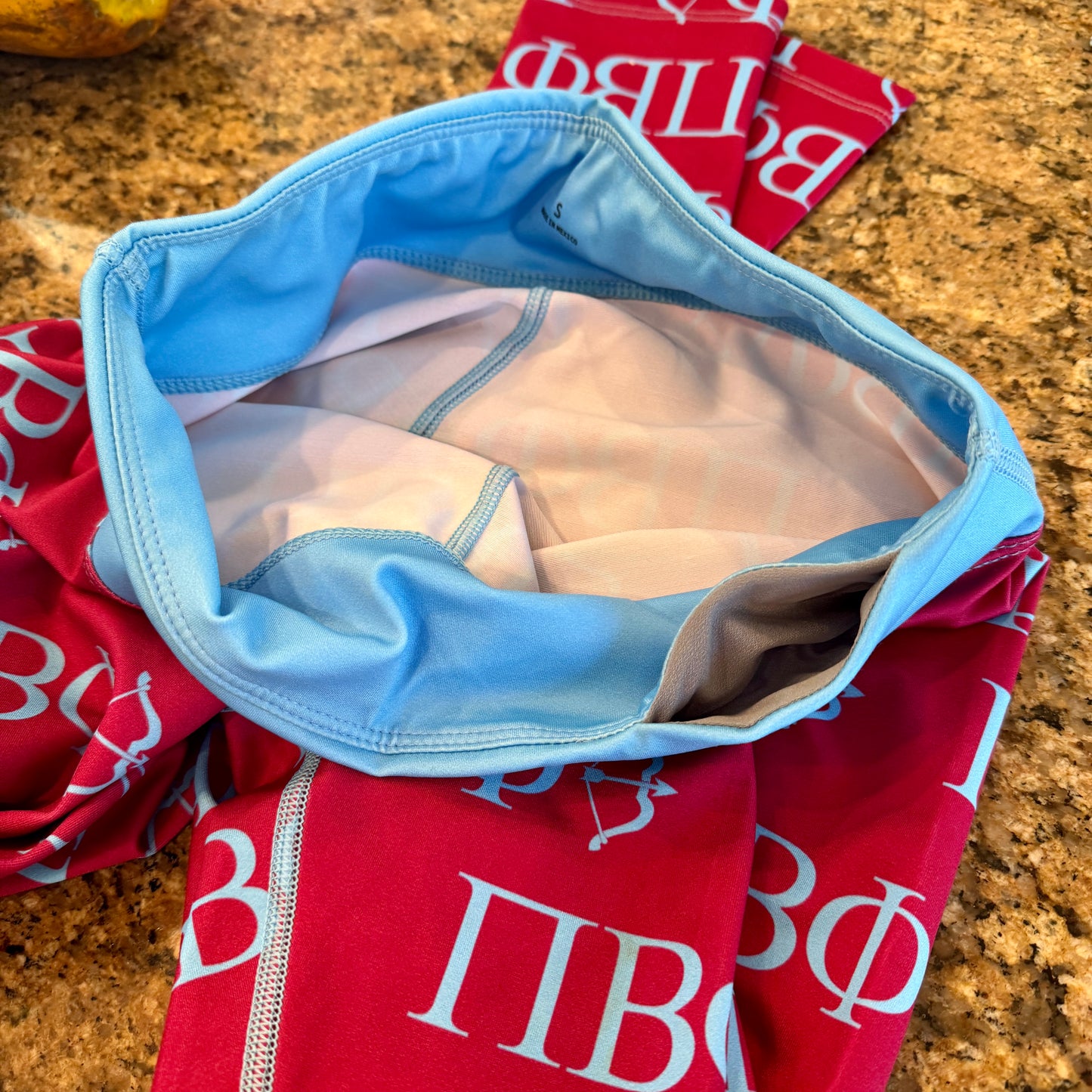 Pi Beta Phi Leggings Sorority Athletic Pants Wine Crimson / Silver Blue