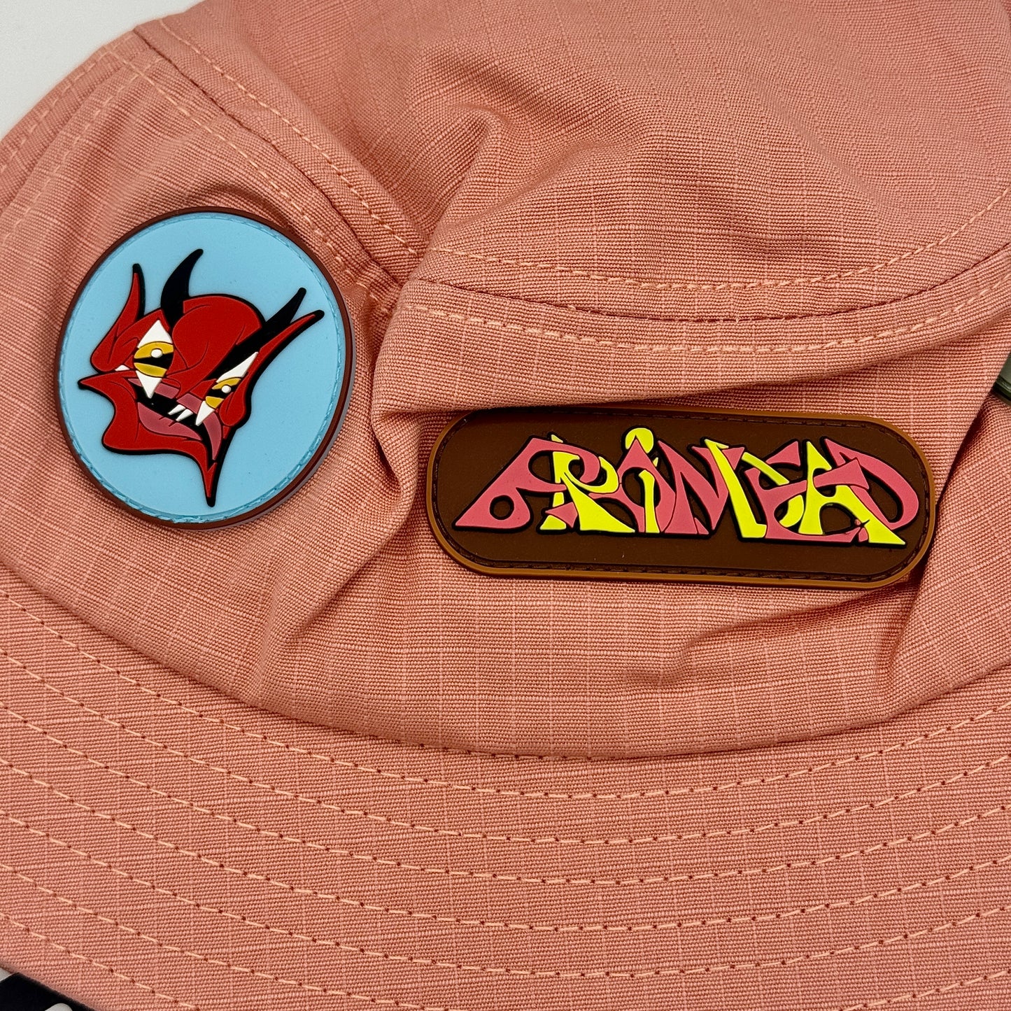 Brain Dead Pink Bucket Hat Coral Unisex Rubber Patches