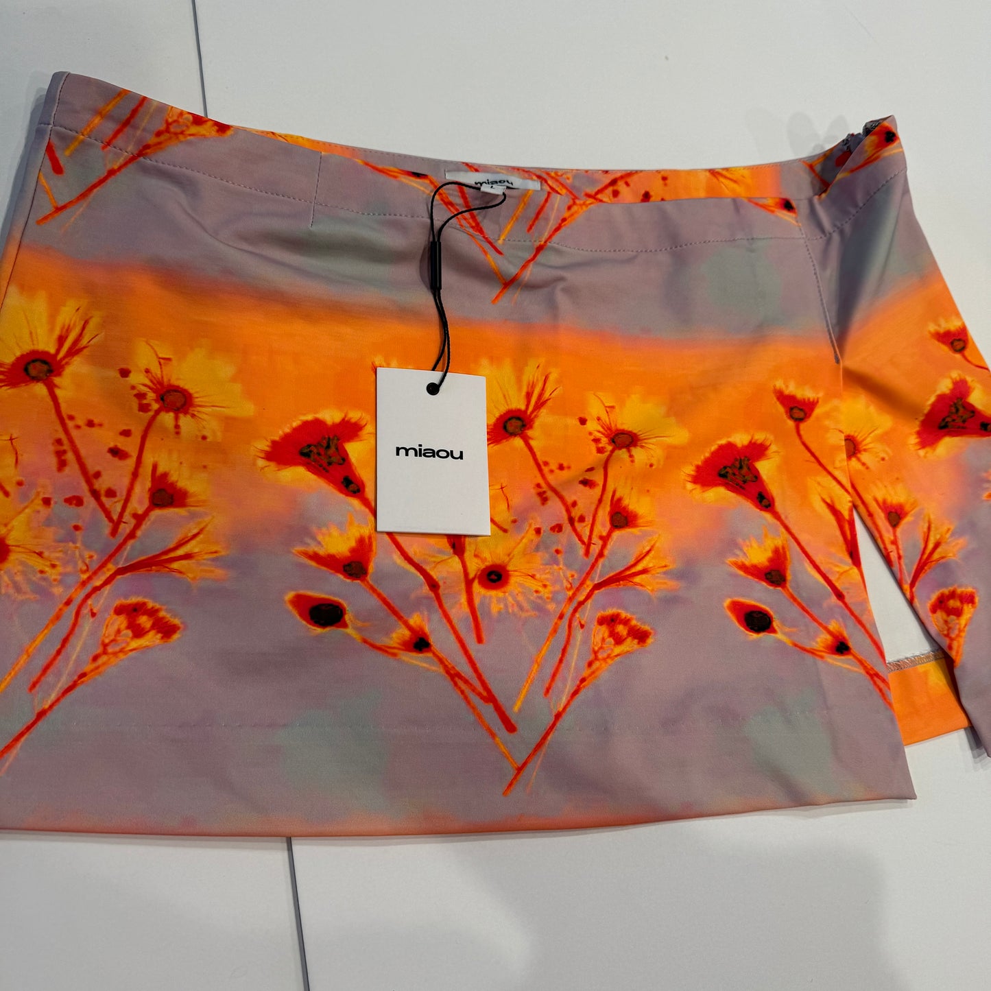 Miaou Mini Skirt Micro in Sunrise Orange Multicolor Floral Print