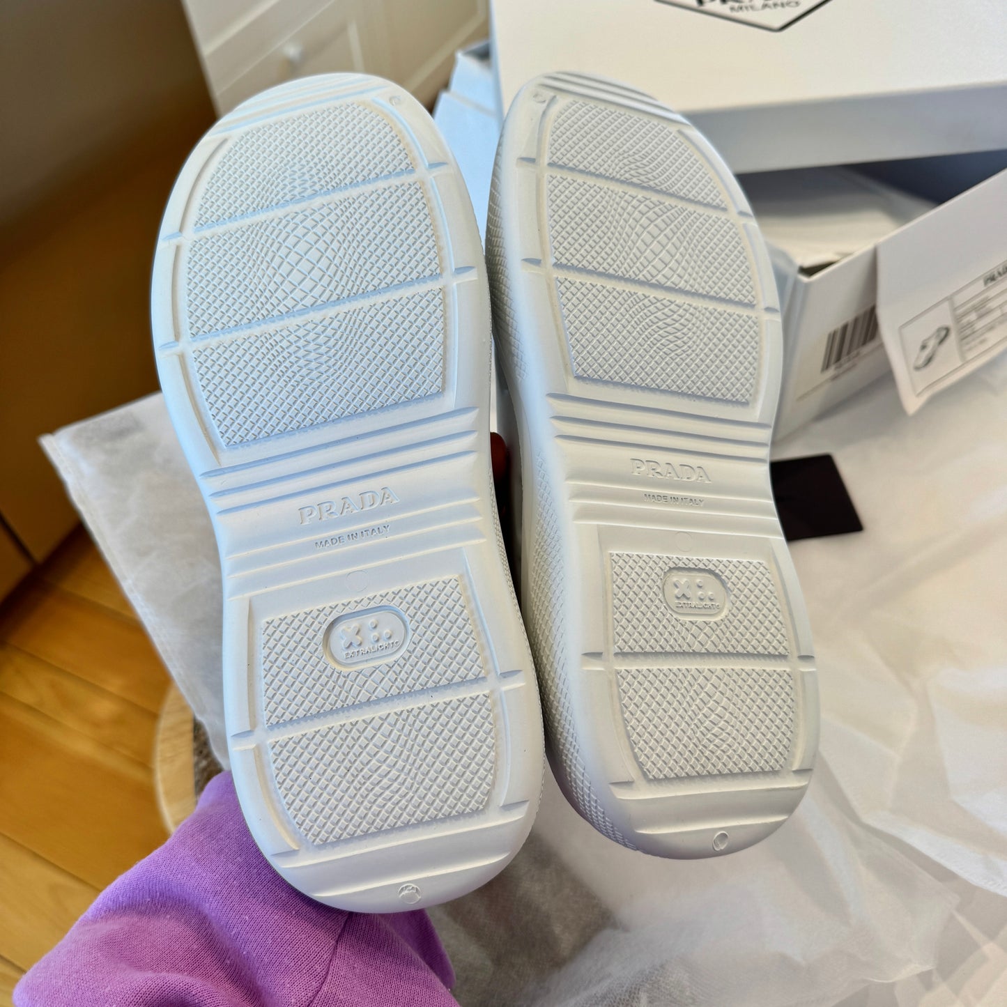 Prada Mellow Cut Out Slides Mules Womens Logo in White