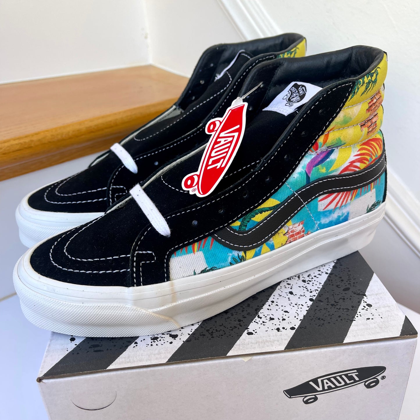 Vans Sk8 Hi LX Leather Sneakers in Black / Spring Brick Multi Shoes