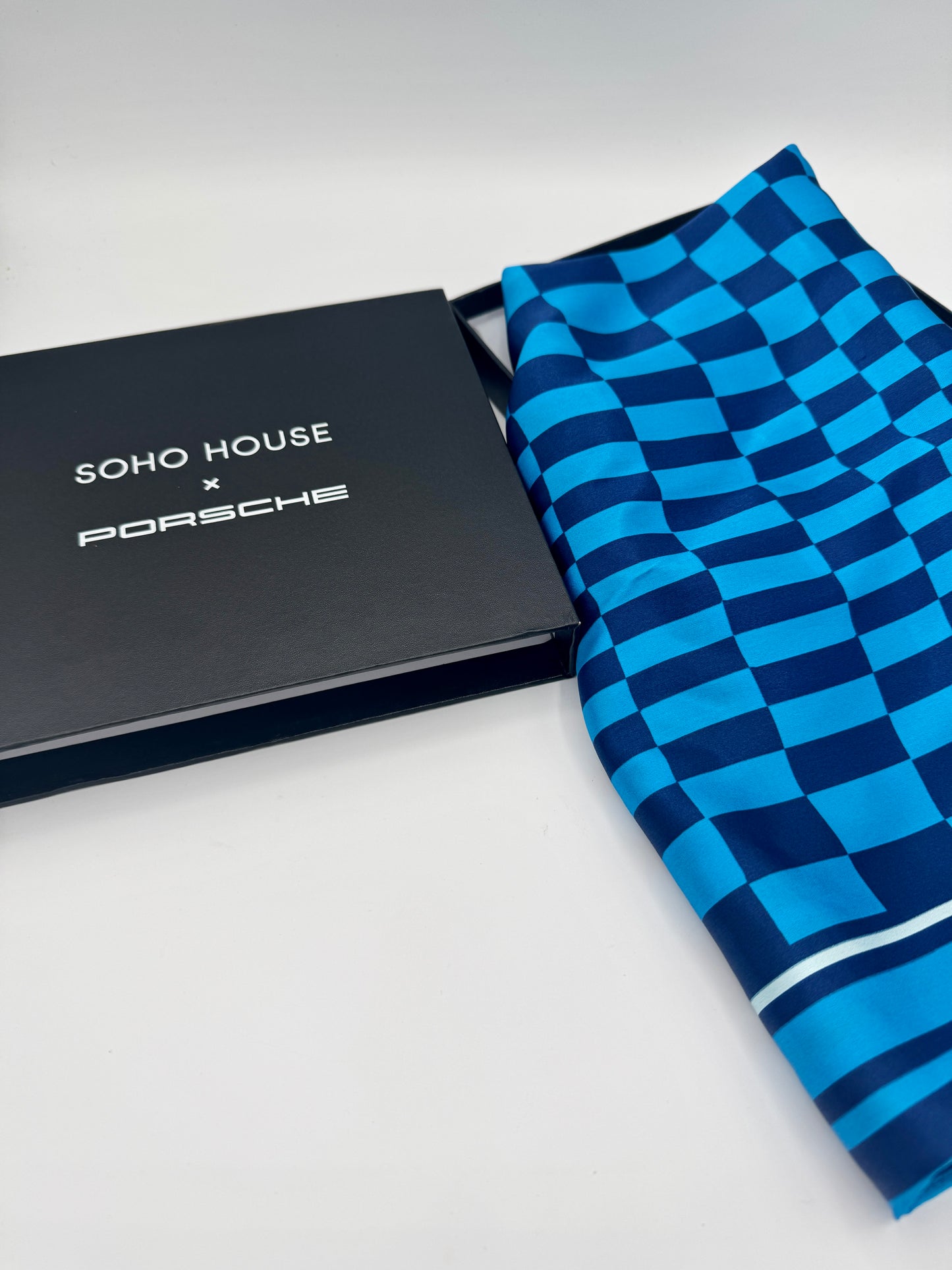 Porsche x Soho House Satin Blue Pasha Scarf Bandana