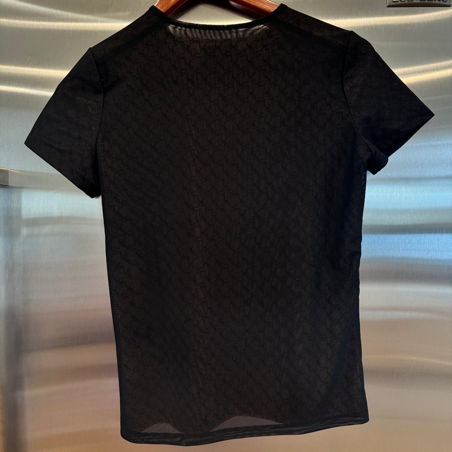 Miaou Printed Mini Tee in Dark Logo Black Monogram Double Layered Top