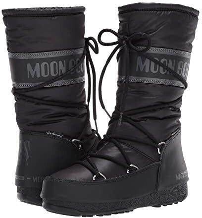 Moonboot High Nylon Classic All Black Snow Boots waterproof winter shoes