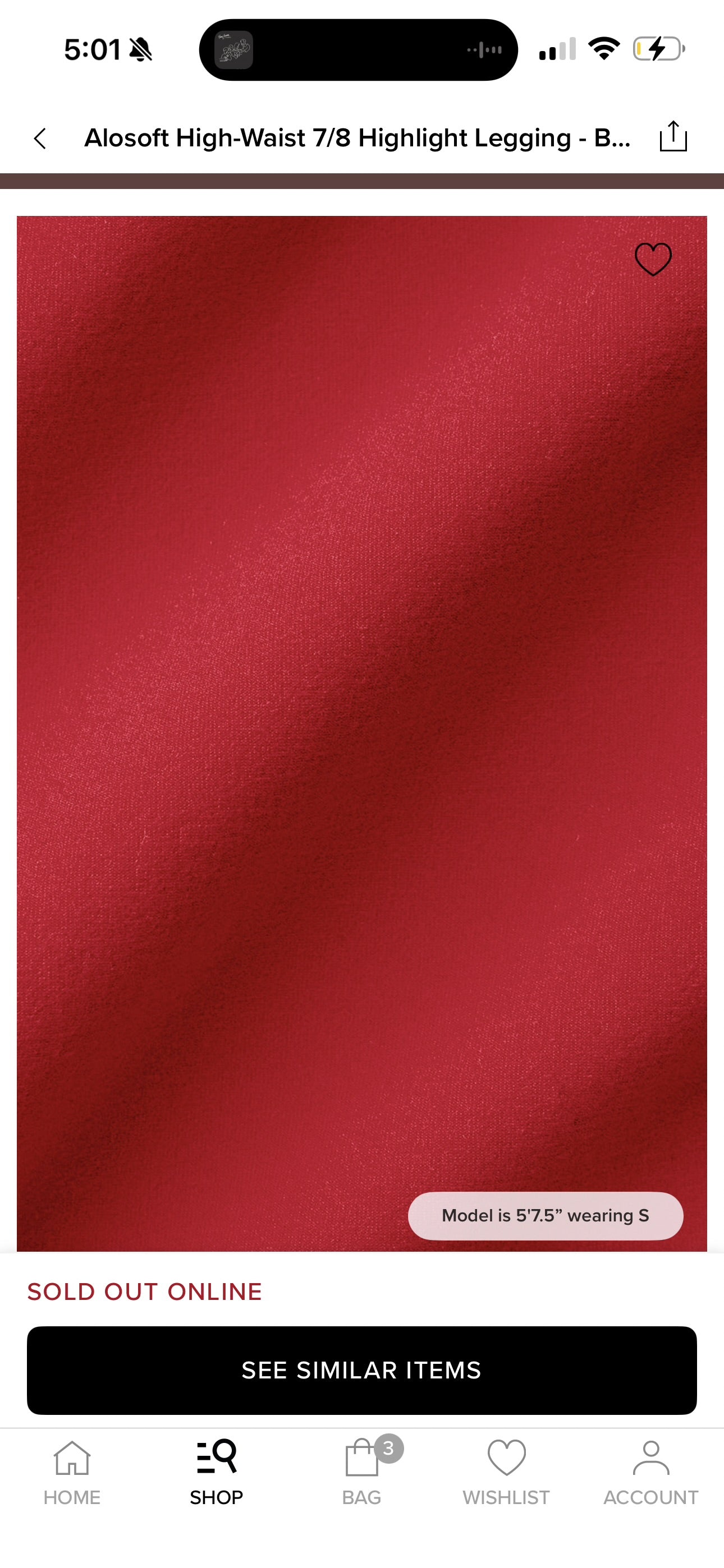 Alo Bold Red Alosoft Leggings High Waisted 7/8 Pants