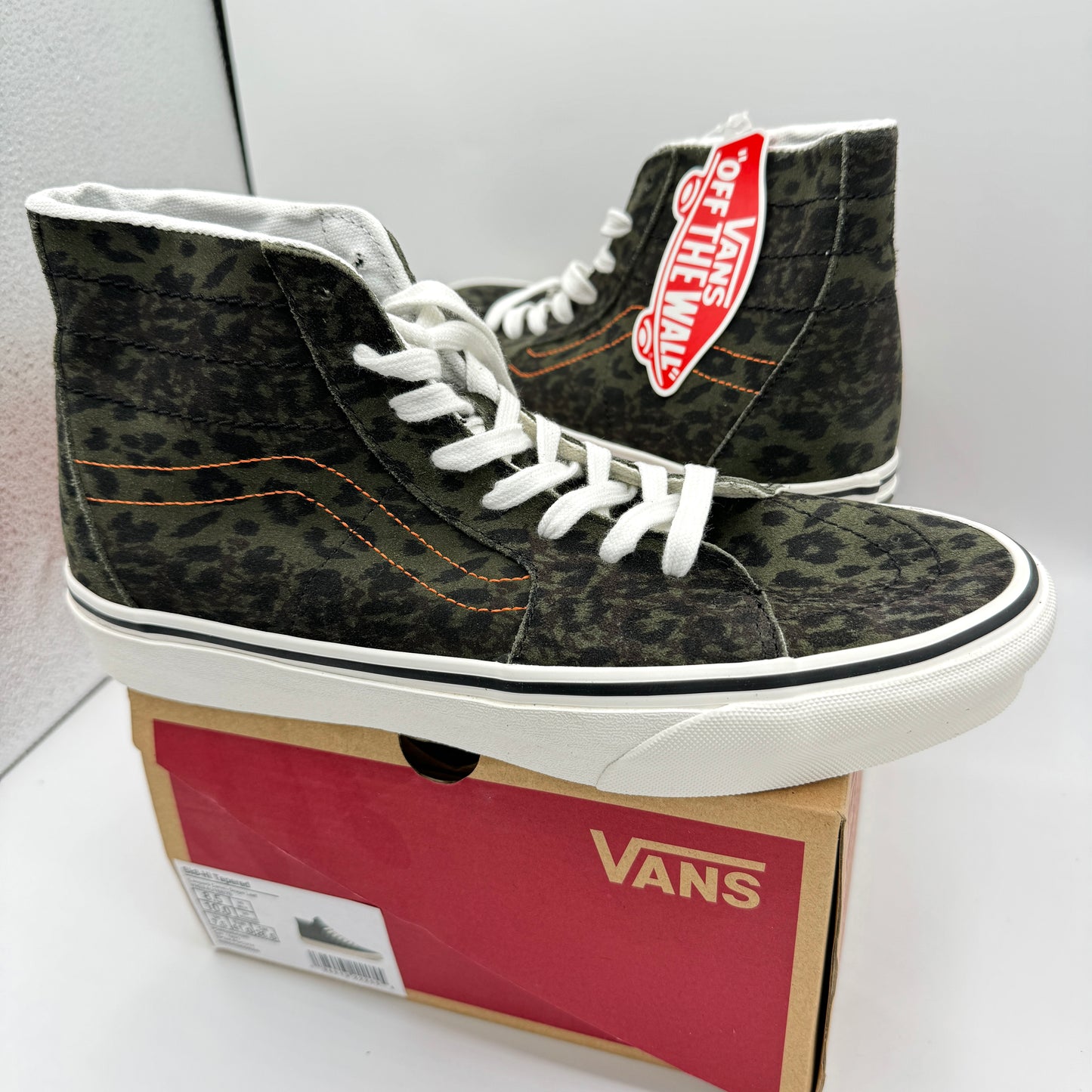 Vans Sk8 Hi Tapered Classic High Top Sneakers Green Leopard Camo Grape Leaf