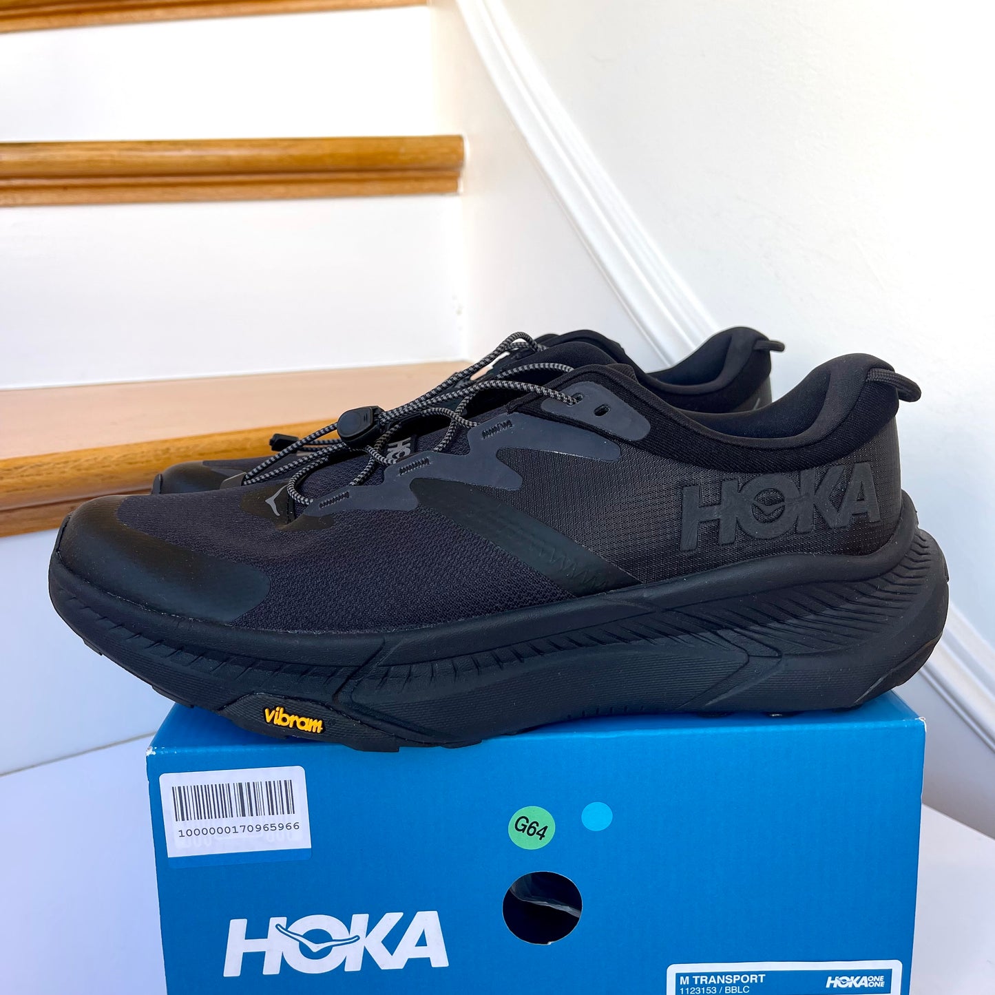 Hoka Transport in All Black Athletic Hiking Shoes