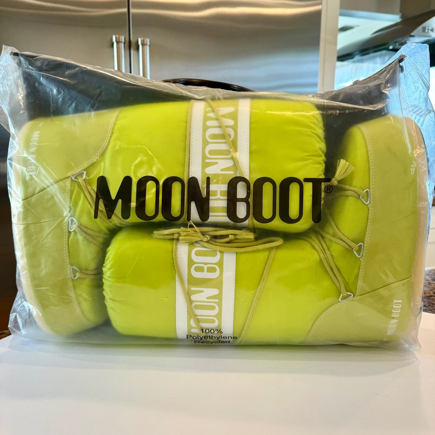 Moon Boot Nylon Icon Snow Boots Unisex Classic Tall Logos Lime Green