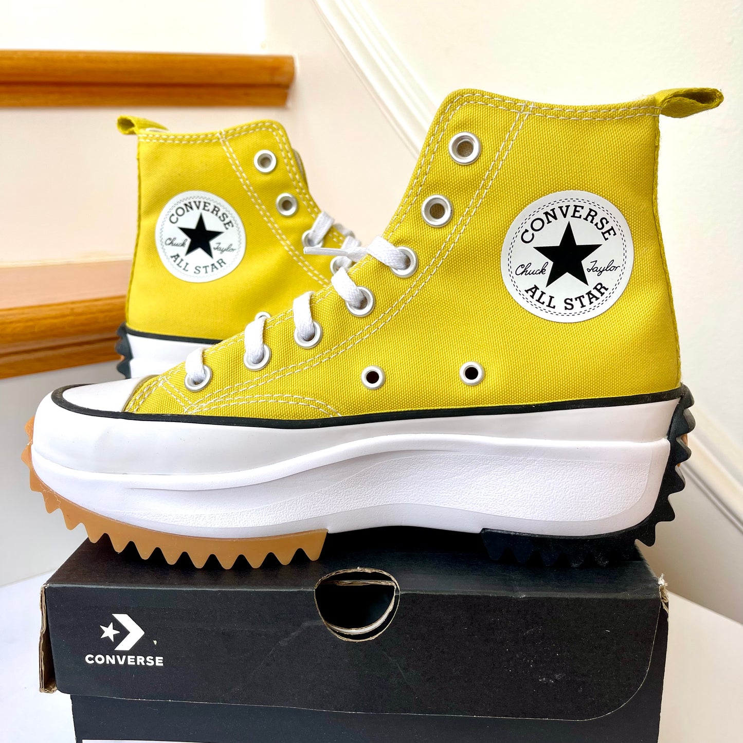 Converse Run Star Hike Platform in Bitter Lemon high top Chuck Taylor sneakers