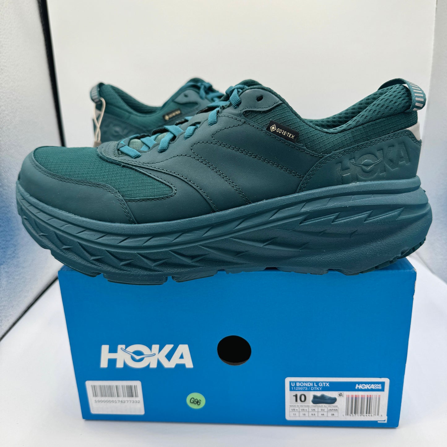 Hoka Bondi L Leather GTX GoreTex U Unisex , Deep Teal Kayak Blue Cushioned Shoes