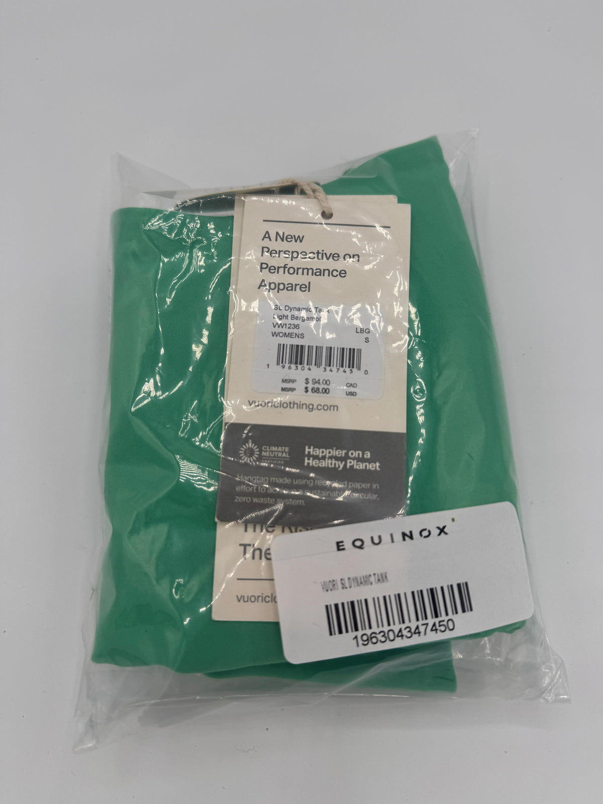 Vuori SL Dynamic Tank Top in Light Bergamot Green
