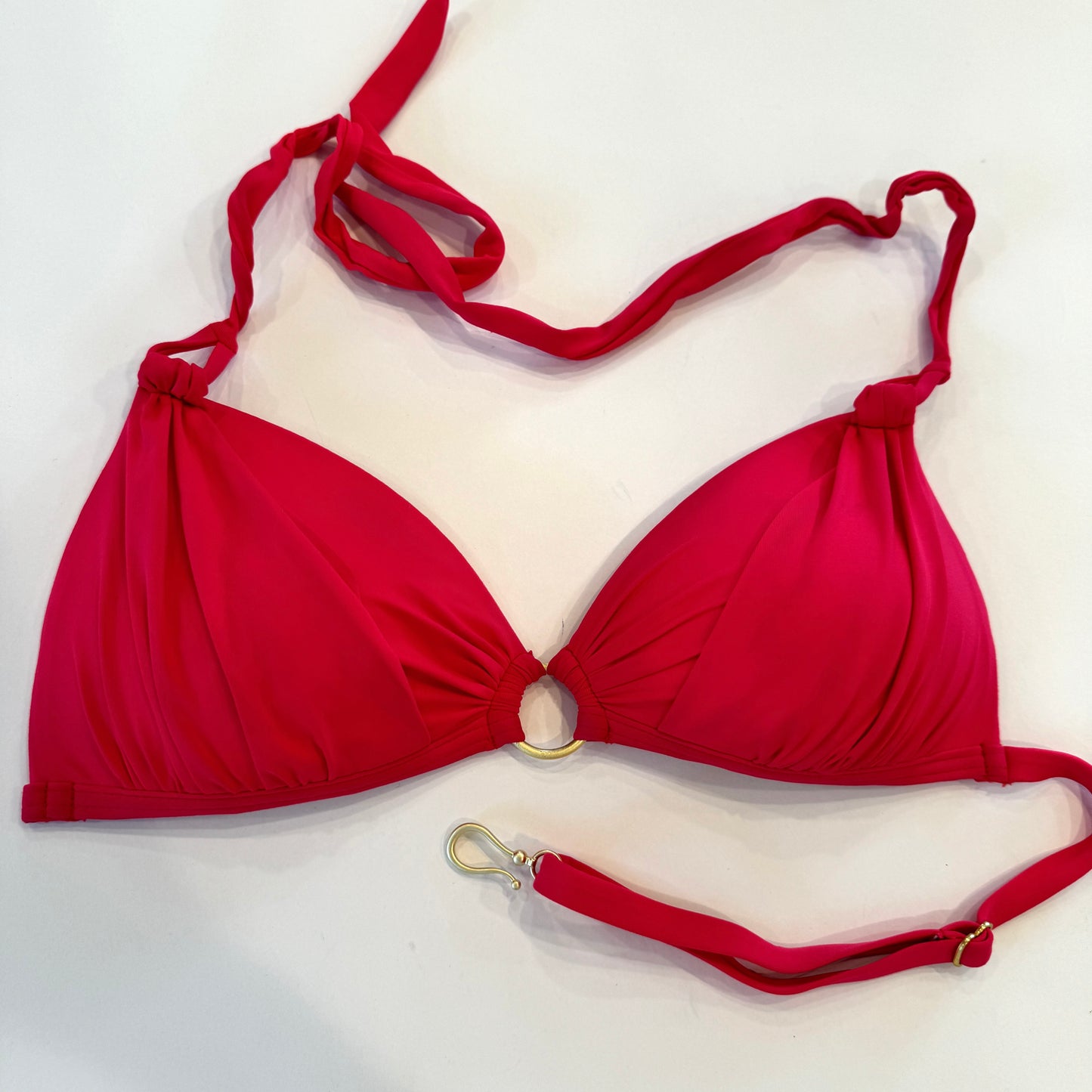 B.Swim Push-up Swim Bikini Top bathing suit halter red swimsuit adjustable USED