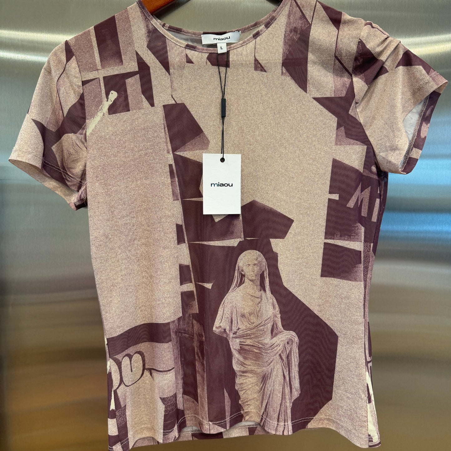 Miaou Printed Mini Tee in Stone Mauve