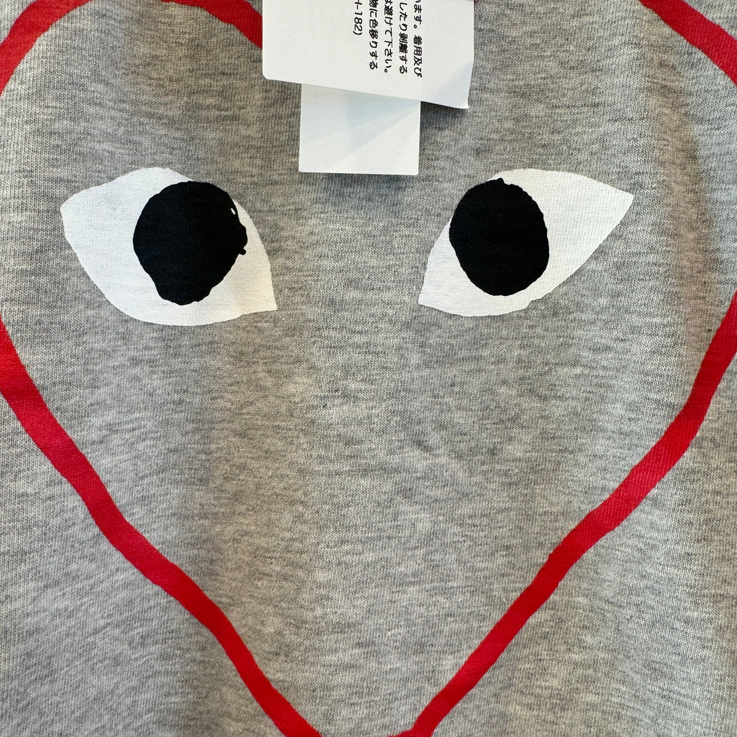 Commes Des Garçons Play Grey Classic Heart T Shirt tee CDG hearts face outline