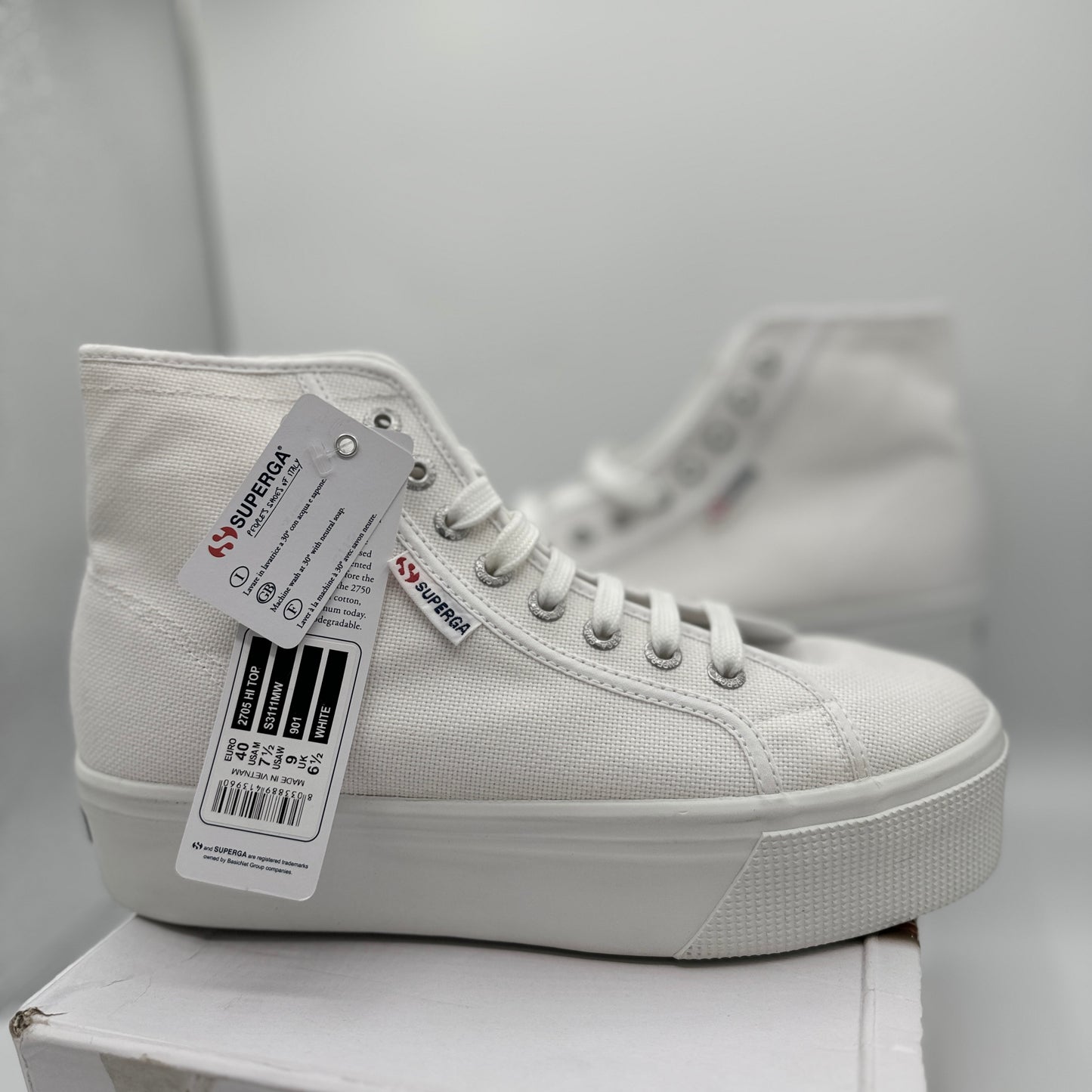 Superga White High Top Platform Sneakers 2705 Hi Lace up shoes