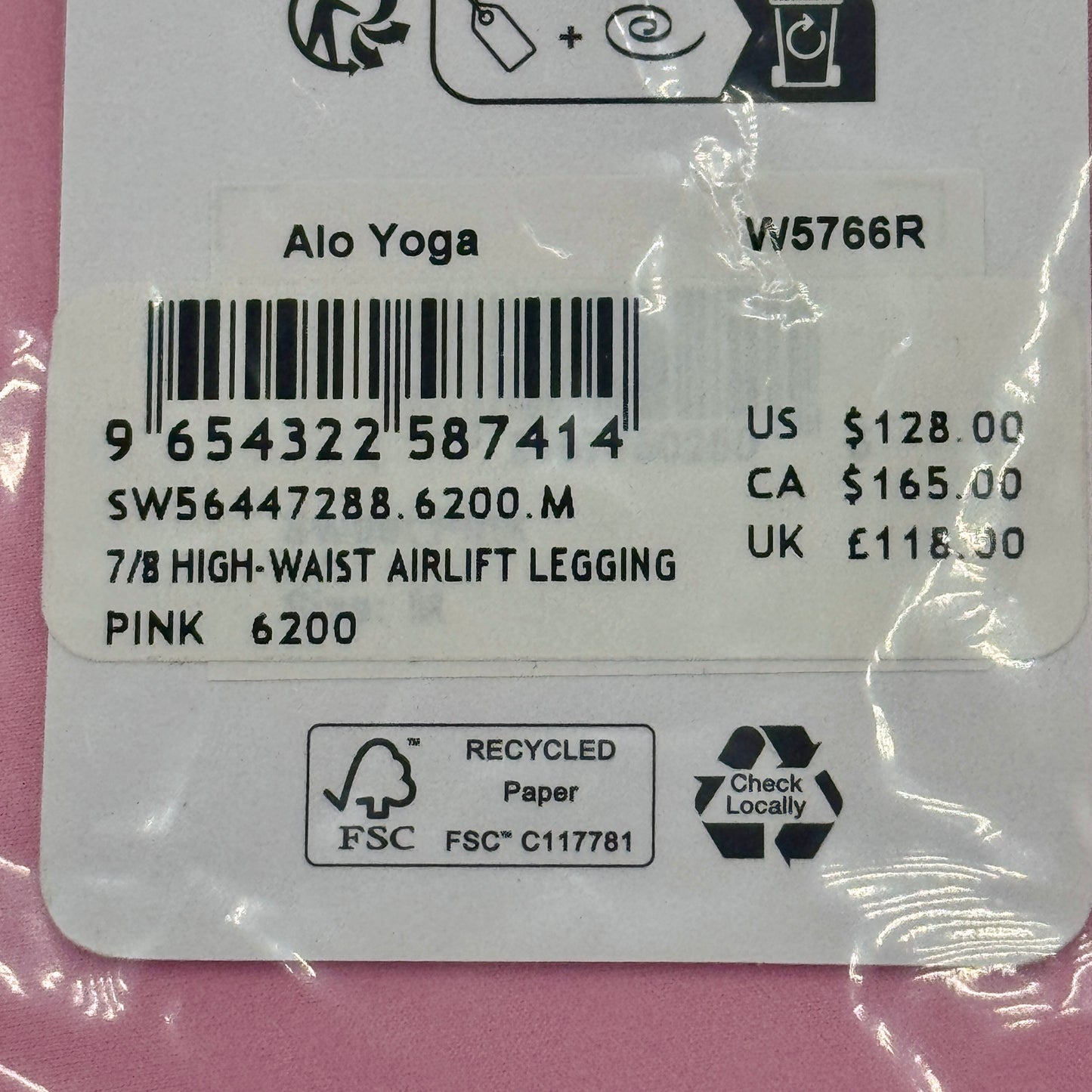 Alo 7/8 Airlift High Waist Legging - Sweet Pink