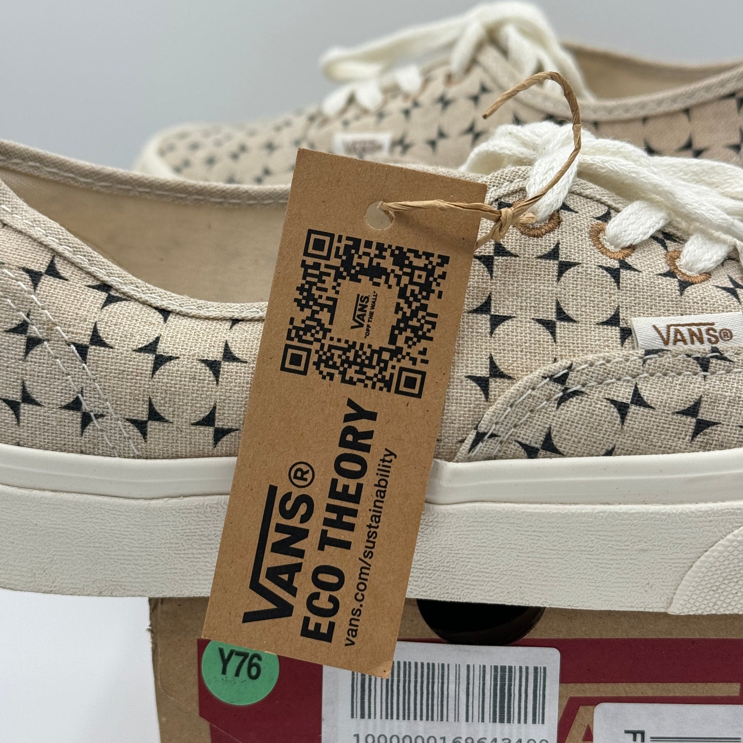 Vans Authentic Low Classic Sneakers Eco Theory Beige Navy checkerboard shoes