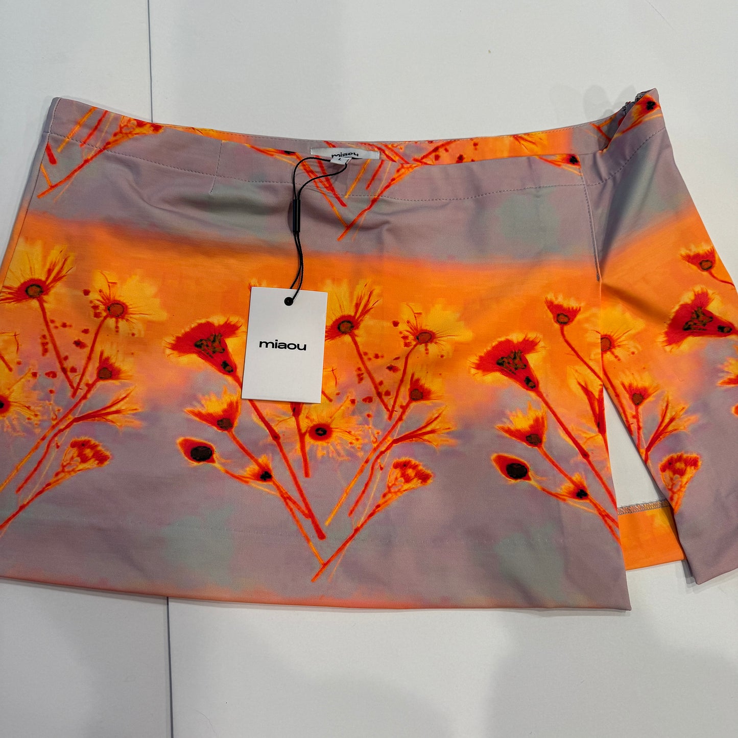 Miaou Mini Skirt Micro in Sunrise Orange Multicolor Floral Print