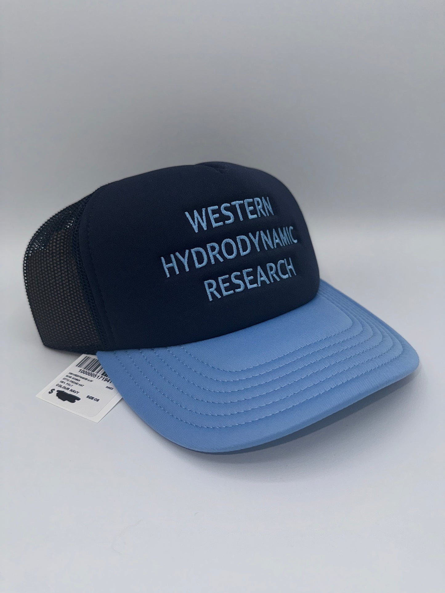 Western Hydrodynamic Research Trucker Hat Otto Promotional Logo Embroidered Blue