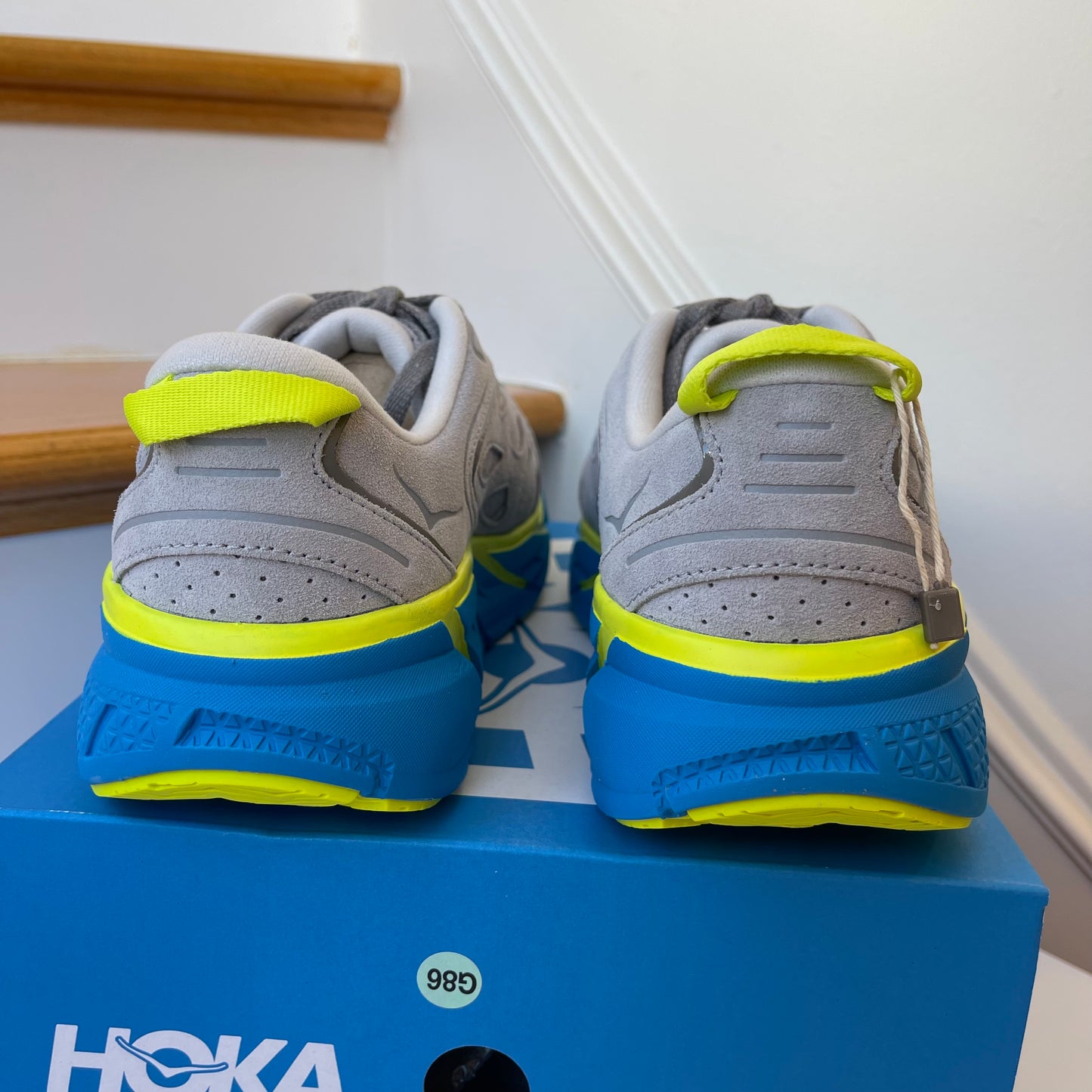 Hoka Clifton L Suede in Lunar Rock / Diva Blue UNISEX Shoes Leather