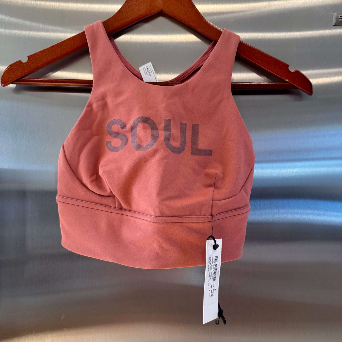 Lululemon x Soul Cycle Matching Set in Brier Rose Wunder Train Tight 25” and Long Line Bra