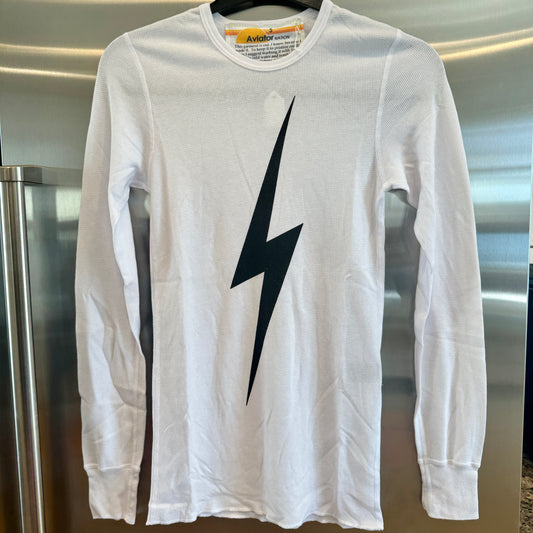 Aviator Nation Bolt Thermal Long Sleeve Shirt Top Black / White Waffle
