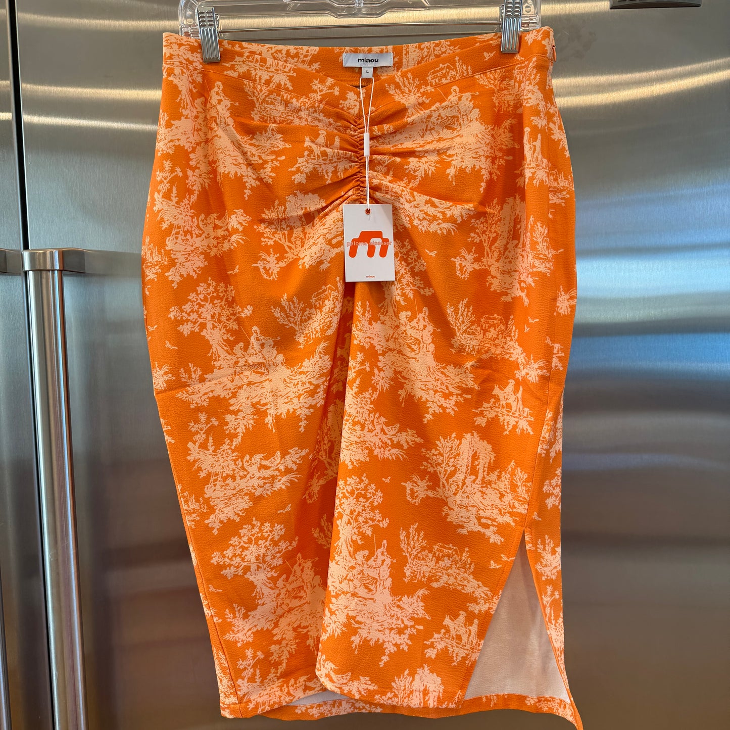 Miaou Preston Midi Skirt in Clementine Toile Orange x Paloma Elsesser Collab