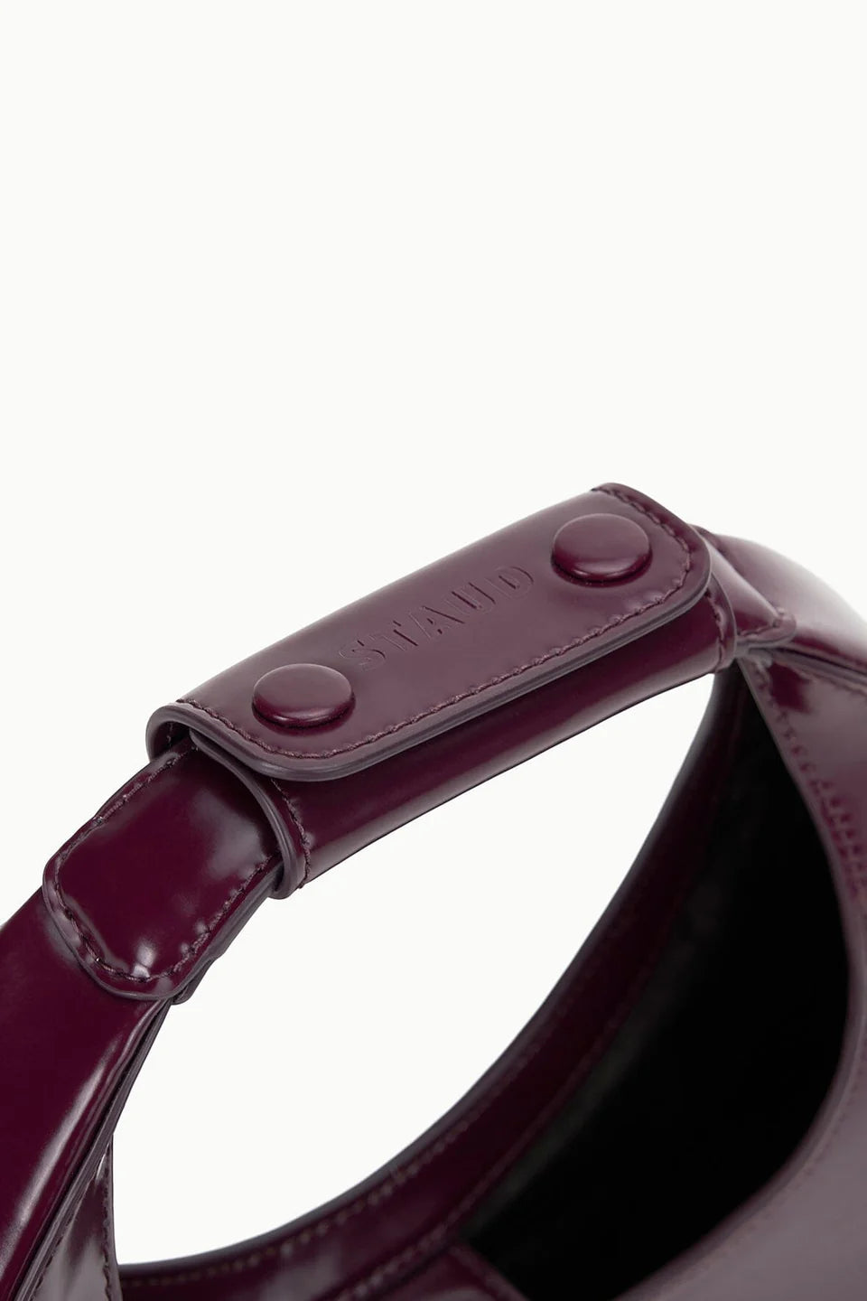 Staud Mini Moon Purse in Syrah Burgundy Leather, Crossbody Bag