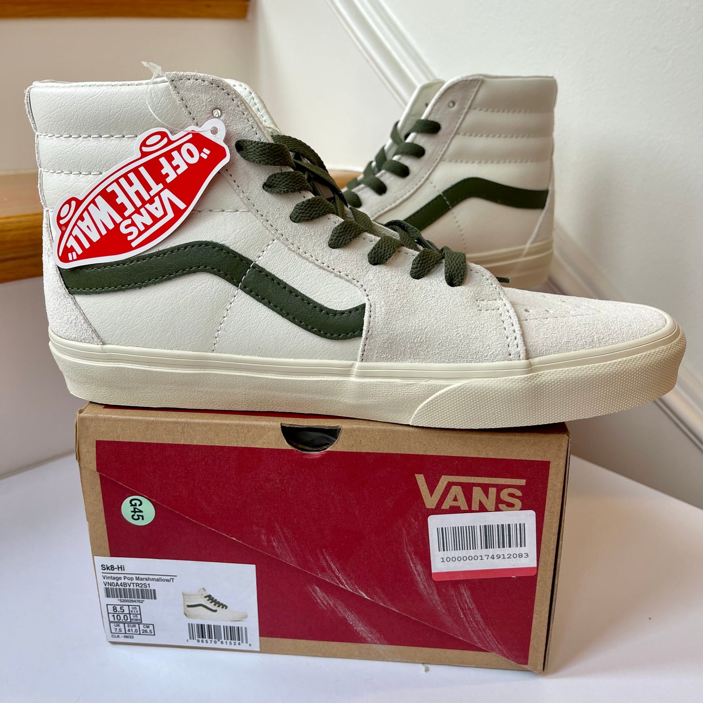 Vans Sk8 Hi Leather Sneakers in Vintage Pop - Marshmallow Turtledove