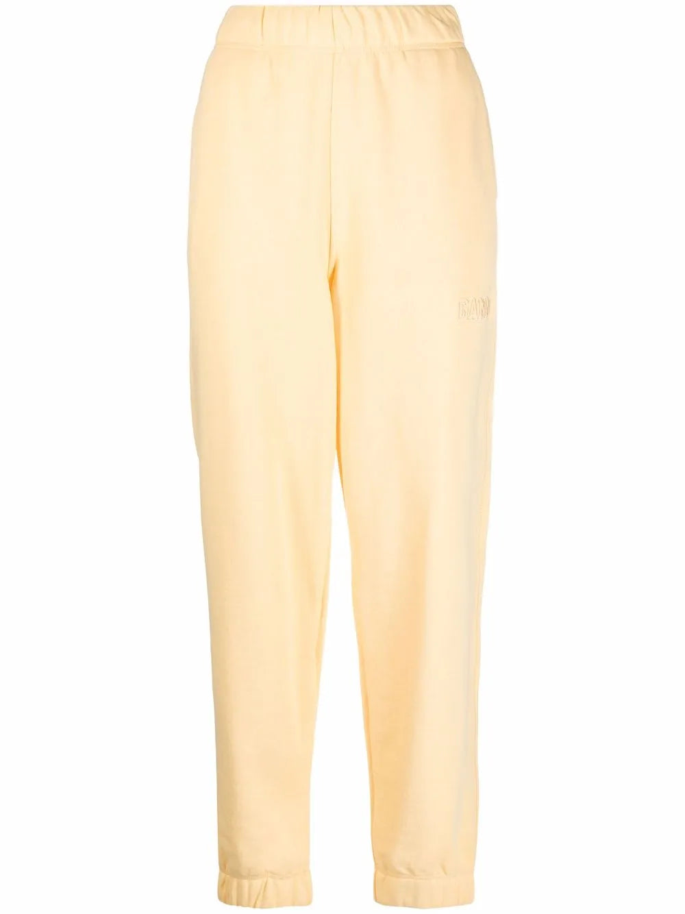 Ganni Isoli Sweatpants in Yellow French Terry Cotton with embroidered logo