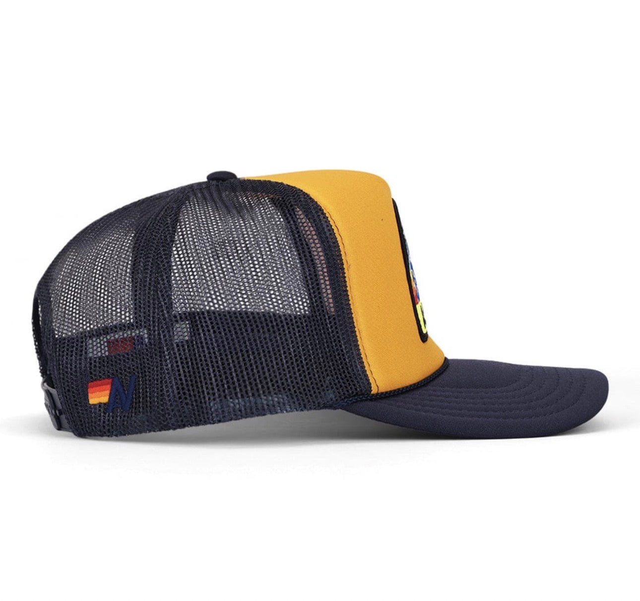 Aviator Nation Aspen Palm Tree Festival Trucker Hat - Navy / Gold