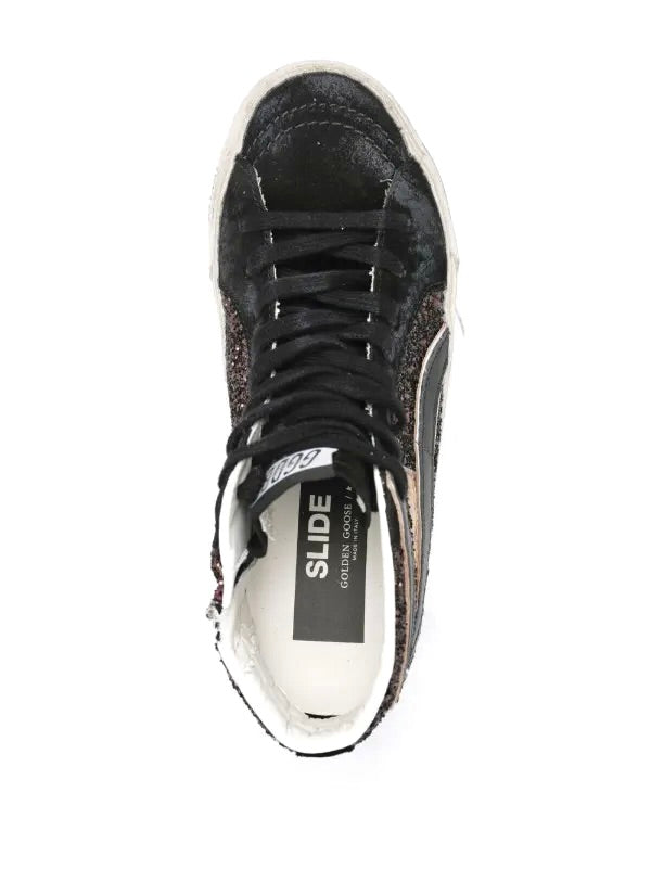Golden Goose Sneakers Slide in Coffee / Black  Classic Star / Glitter Wave